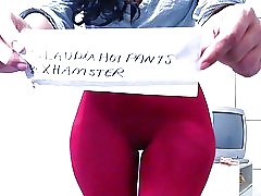 スジ赤レギンス claudiahotpants